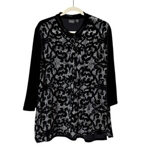 Chicos Travelers Silk Velvet Burnout Patchwork Jacket XL Whimsigoth Fairy Grunge